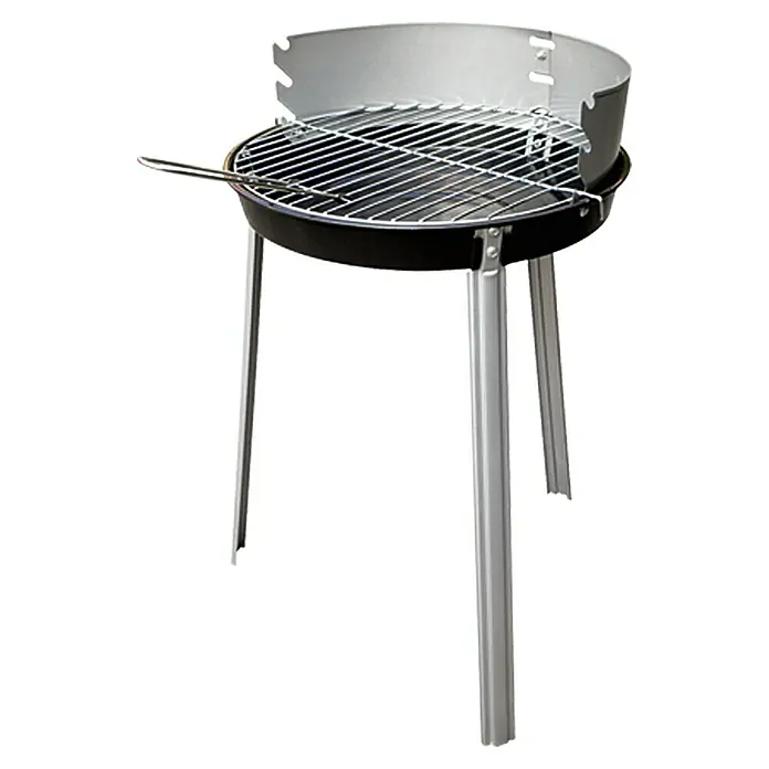 Grillstar Holzkohlegrill Denver - Durchmesser Grillfläche: 34 cm, Schwarz/Silber - Tragbarer Holzkohlegrill mit verchromtem Grillrost und Windschutz für den Außenbereich, ideal für Camping und Picknick.