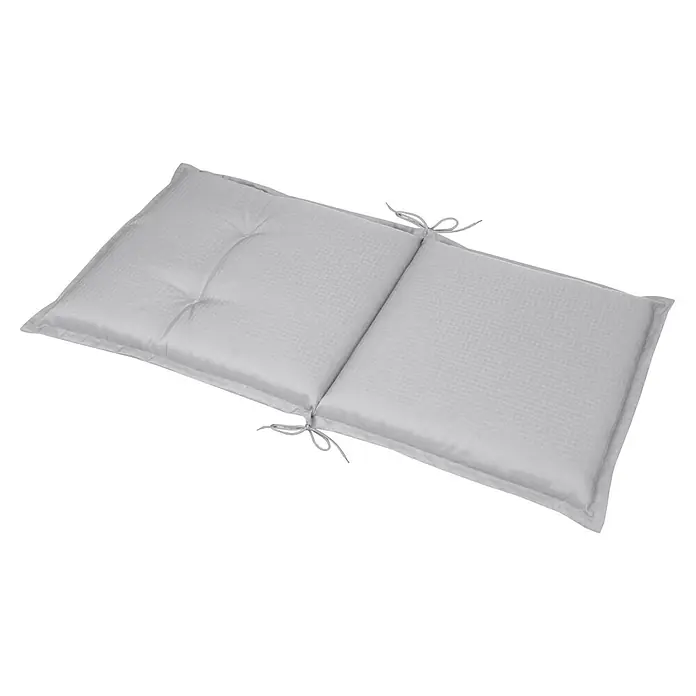 Beautissu Sitzauflage Base NL - Niederlehner, 6 Stk., L x B x H: 100 x 50 x 6 cm, Polyester, Hellgrau - Helles graues, zweiteiliges Gartenpolster aus strukturiertem Stoff mit Bindebändern.