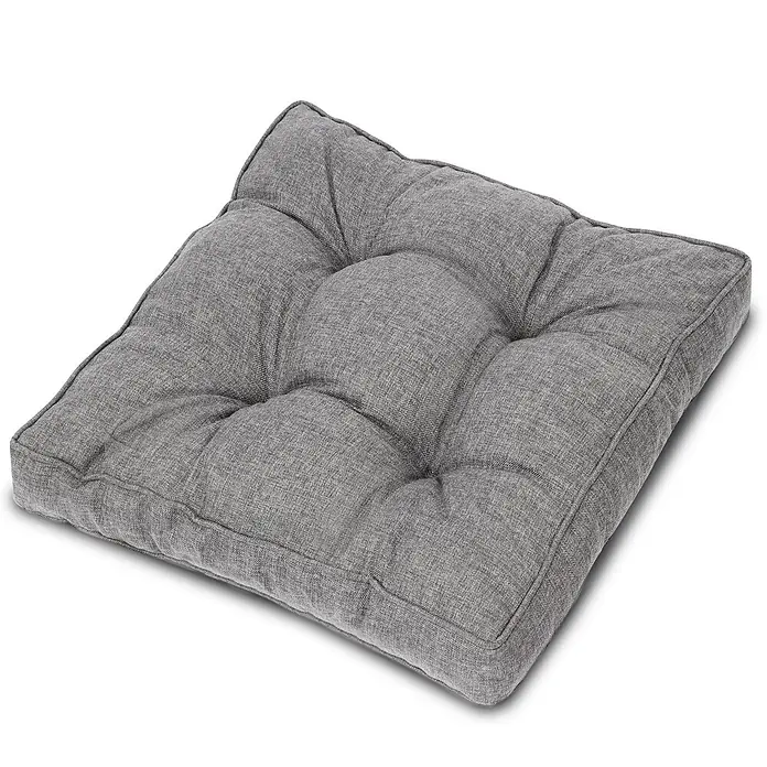 Beautissu Sitzauflage Beauflair - Outdoor Lounge, 1 Stk., L x B x H: 60 x 10 x 60 cm, Polyester, Hellgrau - Graues quadratisches gestepptes Sitzkissen aus Webstoff.