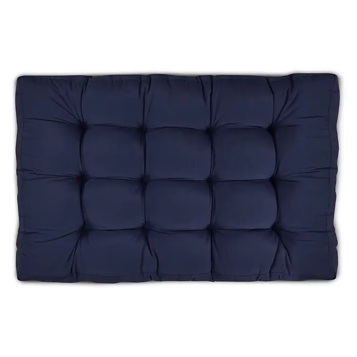 Beautissu Sitzauflage Eco Style - Europalette, 2 Stk., Polyester, Dunkelblau - Quadratisches dunkelblaues getuftetes Kissen.