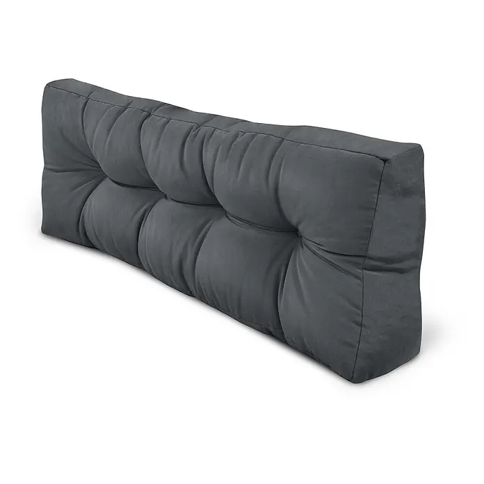 Beautissu Sitzauflage Eco Style - Europalette, 1 Stk., L x B x H: 120 x 40 x 20 cm, Polyester, Graphitgrau - Dunkelgraues, getuftetes, rechteckiges Rückenkissen aus weichem Stoff für Innen- oder Außensitze.