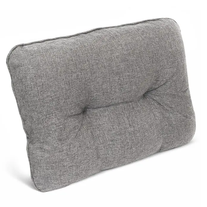 Beautissu Sitzauflage Beauflair - Outdoor Lounge, 1 Stk., L x B x H: 70 x 12 x 40 cm, Polyester, Hellgrau - Graues getuftetes rechteckiges Kissen aus strukturiertem Stoff.