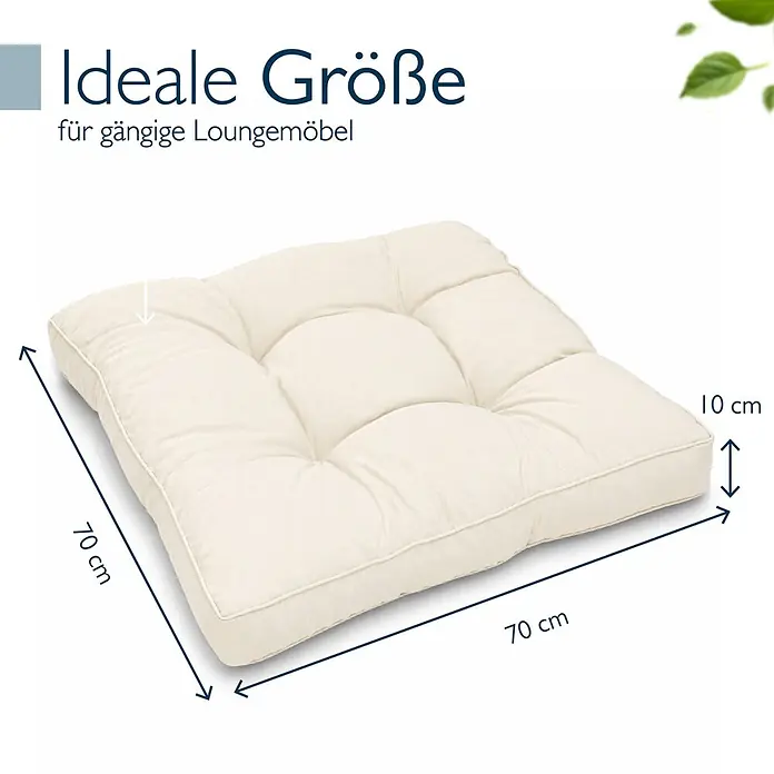 Lounge Kissen Outdoor Beige XLuna, 70x70cm -  - Quadratisches, getuftetes, cremefarbenes Kissen, 70x70x10 cm, ideal für Loungemöbel.
