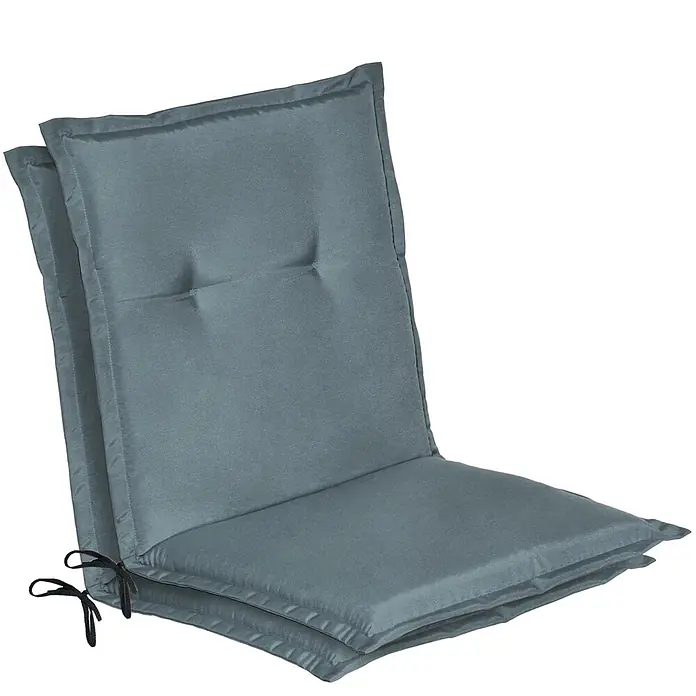 Beautissu Sitzauflage Loft Nl - Niederlehner, 2 Stk., L x B x H: 0 x 0 x 0 cm, Polyester, Taubenblau - Graublaues, gestepptes Gartenstuhl-Kissen mit Rücken- und Sitzteil und Bindebändern.