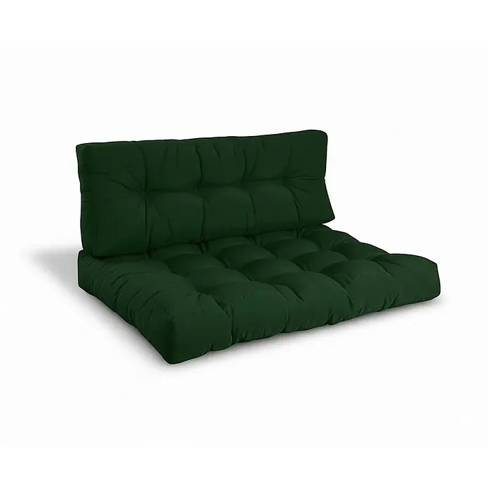 Beautissu Sitzauflage Eco Style - Europalette, 1 Stk., Polyester, Dunkelgrün - Dunkelgrüne, getuftete Sitz- und Rückenpolster, passend für Outdoor-Palettenmöbel.