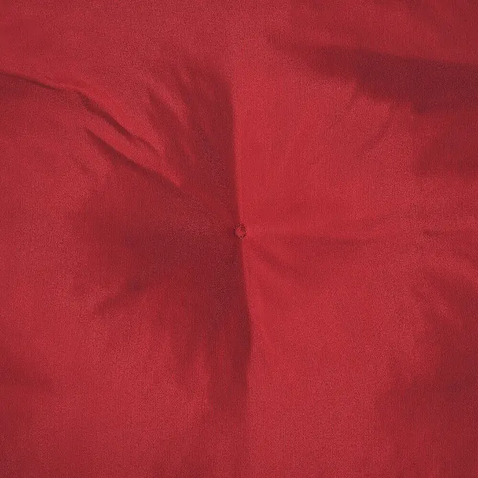 Beautissu Sitzauflage Flair HL - Hochlehner, 1 Stk., L x B x H: 120 x 50 x 8 cm, Polyester, Rot - Rote gewebte Stofftextur mit einem zentralen Knopf, der radiale Falten erzeugt.