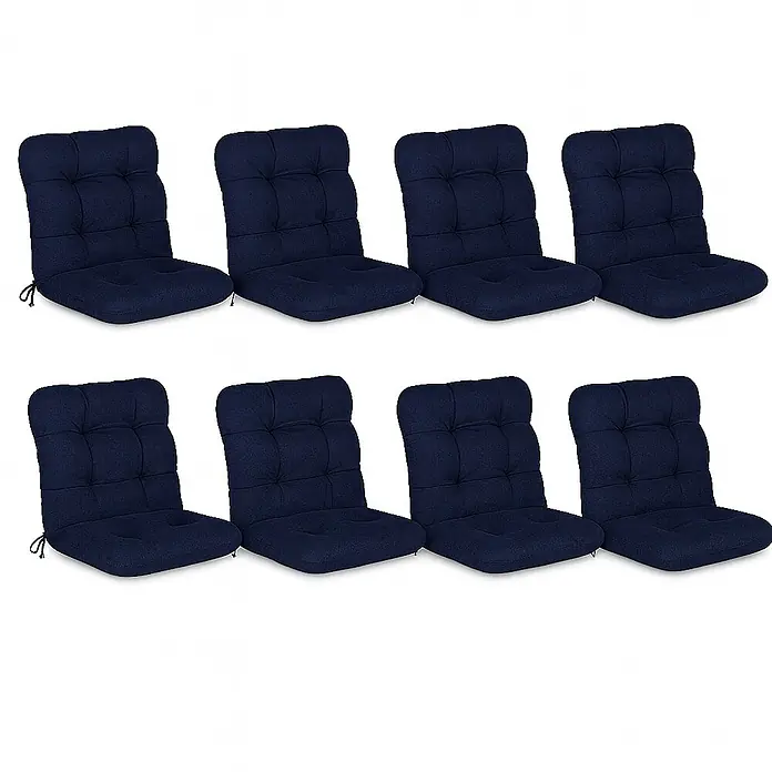 Beautissu Sitzauflage Flair NL - Niederlehner, 8 Stk., Polyester, Dunkelblau - Acht marineblaue, getuftete Stuhlkissen mit Rücken- und Sitzteilen.