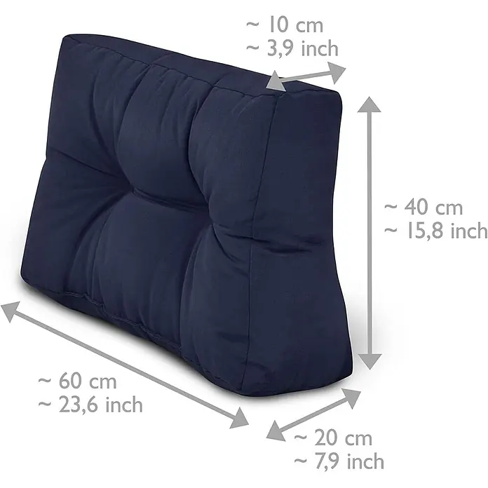 Beautissu Sitzauflage Eco Style - Europalette, 2 Stk., Polyester, Dunkelblau - Dunkelblaues Keilkissen mit Steppung, ideal zur Rückenstütze oder Erhöhung.