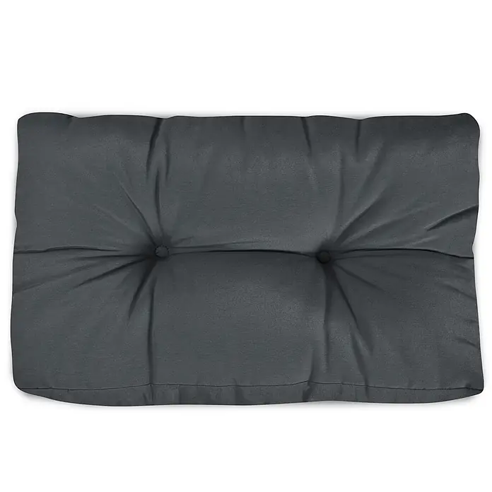 Beautissu Sitzauflage Eco Style - Europalette, 2 Stk., L x B x H: 60 x 40 x 20 cm, Polyester, Graphitgrau - Dunkelgraues getuftetes Sitzkissen aus strukturiertem Stoff mit zwei tiefen Heftungen.