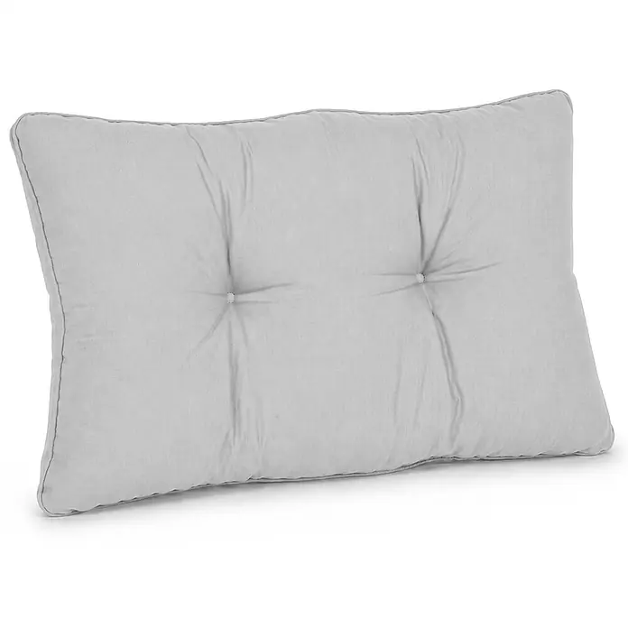 Beautissu Sitzauflage XLuna - Outdoor Lounge, 1 Stk., L x B x H: 50 x 40 x 12 cm, Polyester, Hellgrau - Graues rechteckiges getuftetes Kissen mit feiner Gitterstruktur.