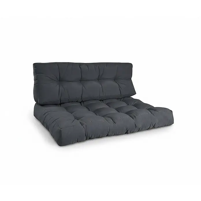 Beautissu Sitzauflage Eco Style - Europalette, 1 Stk., Polyester, Graphitgrau - Dunkelgraue, getuftete Palettenkissen (Sitz und Rückenlehne) für Outdoor-Möbel.