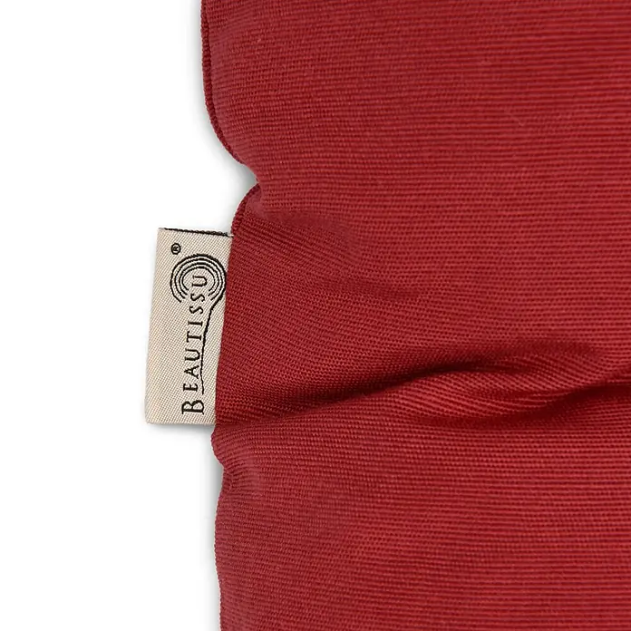 Beautissu Sitzauflage Eco Style - Europalette, 1 Stk., Polyester, Rot - Roter Webstoff mit einem 'BEAUTISSU'-Markenetikett.