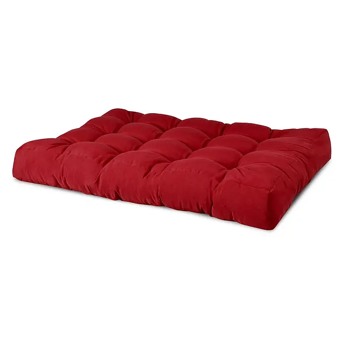 Beautissu Sitzauflage Eco Style - Europalette, 1 Stk., Polyester, Rot - Plüschiges, getuftetes rotes Bodenkissen aus weichem, samtigem Stoff für bequemes Sitzen.