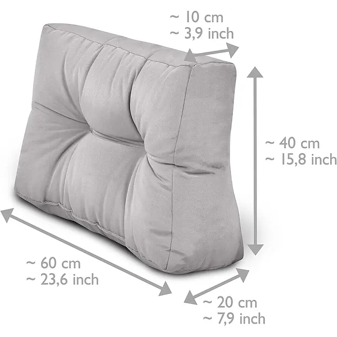 Beautissu Sitzauflage Eco Style - Europalette, 2 Stk., Polyester, Hellgrau - Graues, getuftetes Keilkissen mit Maßen.
