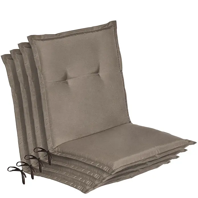 Beautissu Sitzauflage Loft Nl - Niederlehner, 4 Stk., L x B x H: 0 x 0 x 0 cm, Polyester, Taupe - Stapel taupefarbener gepolsterter Stuhlkissen aus Stoff, mit Heftung und Befestigungsbändern.