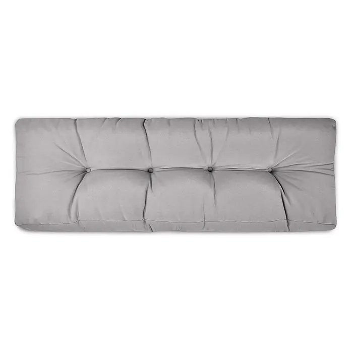 Beautissu Sitzauflage Eco Style - Europalette, 1 Stk., L x B x H: 120 x 40 x 20 cm, Polyester, Hellgrau - Graues, rechteckiges Kissen mit Stoffbezug und Knöpfen für mehr Dimension.