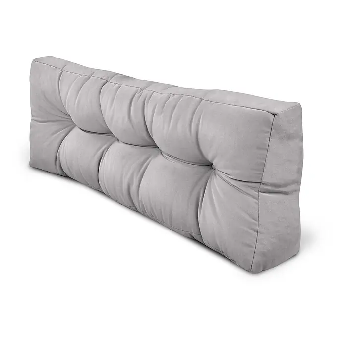 Beautissu Sitzauflage Eco Style - Europalette, 1 Stk., L x B x H: 120 x 40 x 20 cm, Polyester, Hellgrau - Helles graues getuftetes Rechteckkissen.