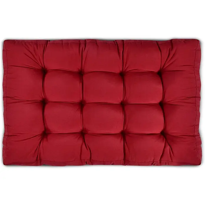 Beautissu Sitzauflage Eco Style - Europalette, 2 Stk., Polyester, Rot - Rotes, getuftetes quadratisches Kissen aus weichem Stoff für optimalen Sitzkomfort.