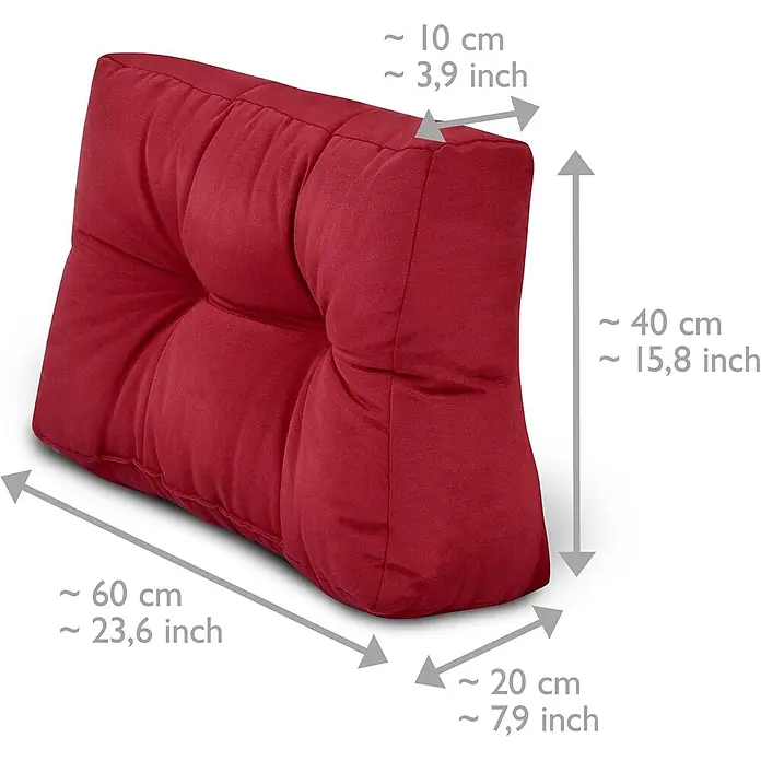 Beautissu Sitzauflage Eco Style - Europalette, 2 Stk., Polyester, Rot - Rotes, gestepptes Keilkissen für Rücken- und Sitzunterstützung.