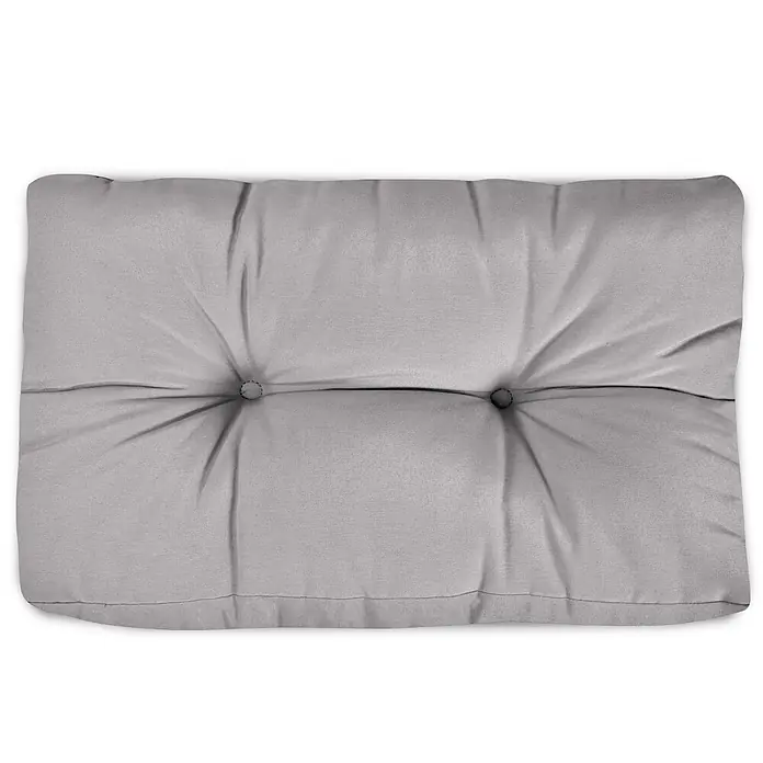 Beautissu Sitzauflage Eco Style - Europalette, 2 Stk., L x B x H: 60 x 40 x 20 cm, Polyester, Hellgrau - Graues, gestepptes Stoffkissen für Sitzgelegenheiten.