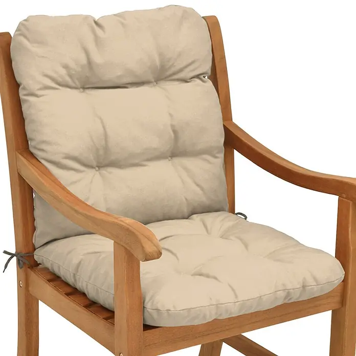Beautissu Sitzauflage Flair NL - Niederlehner, 1 Stk., L x B x H: 100 x 50 x 8 cm, Polyester, Natur - Weiches, cremefarbenes, getuftetes Kissen für einen Holz-Gartenstuhl.