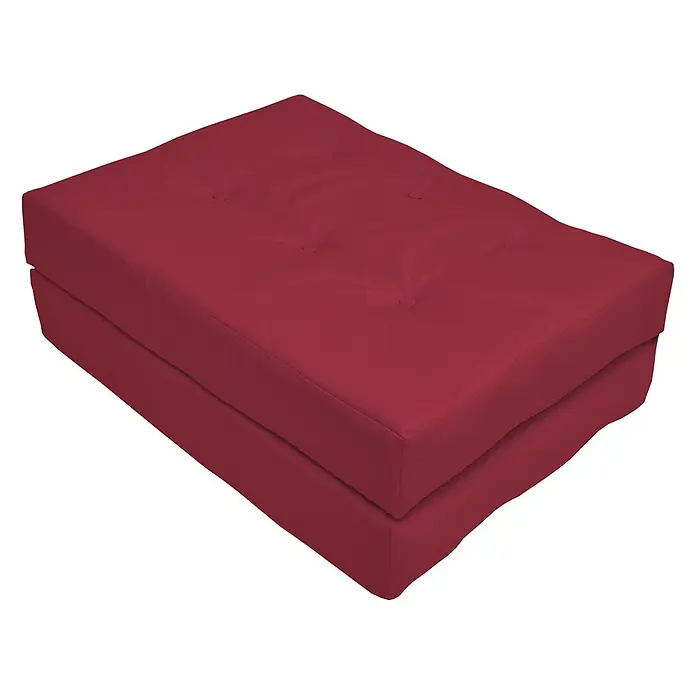 Beautissu Sitzauflage ECO Elements - Europalette, 1 Stk., Polyester, Rot - Geklappte rote Futonmatratze mit Knopfheftung, ideal für vielseitiges Sitzen oder kompaktes Schlafen.