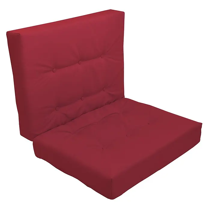 Beautissu Sitzauflage ECO Elements - Europalette, 1 Stk., Polyester, Rot - Rotes getuftetes Outdoor-Sitz- und Rückenlehnenkissen-Set.