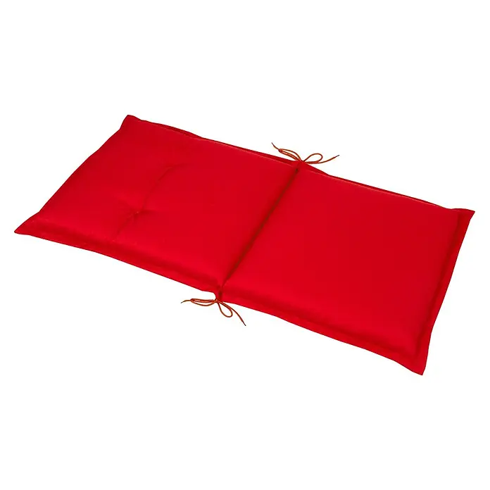 Beautissu Sitzauflage Base NL - Niederlehner, 2 Stk., Polyester, Rot - Rotes Outdoor-Möbelkissen mit zwei Segmenten und Bändern, aus strukturiertem Stoff.