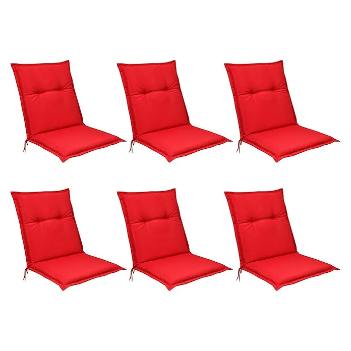Beautissu Sitzauflage Base NL - Niederlehner, 6 Stk., Polyester, Rot - Set aus sechs roten gesteppten Stuhlkissen.