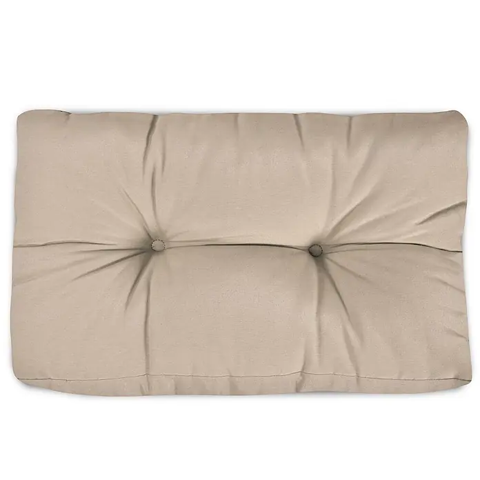 Beautissu Sitzauflage Eco Style - Europalette, 2 Stk., L x B x H: 60 x 40 x 20 cm, Polyester, Beige - Rechteckiges beiges Stoffkissen mit zwei geknöpften Steppungen.
