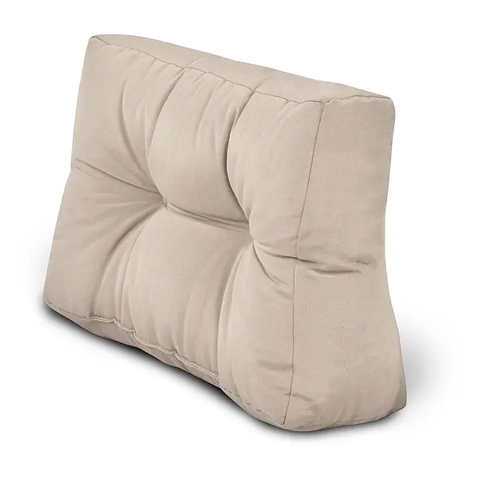 Beautissu Sitzauflage Eco Style - Europalette, 2 Stk., L x B x H: 60 x 40 x 20 cm, Polyester, Beige - Helles beiges Stoffkissen mit tiefer Knopfheftung, ideal als Rückenstütze oder Sitzkissen.