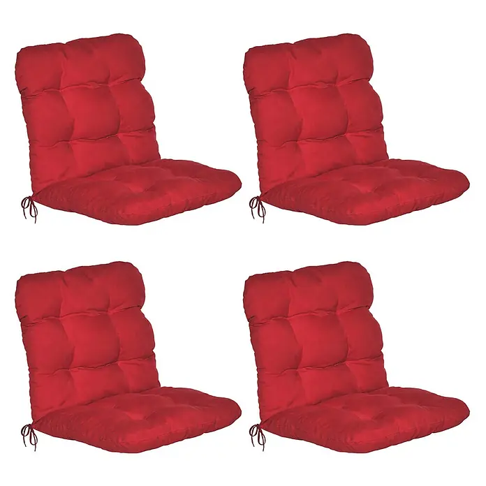 Beautissu Sitzauflage Flair NL - Niederlehner, 4 Stk., L x B x H: 100 x 50 x 8 cm, Polyester, Rot - Vier rote, gesteppte Stuhlkissen mit Bindebändern.