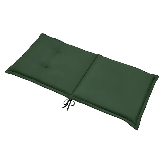 Beautissu Sitzauflage Loft NL - Niederlehner, 6 Stk., L x B x H: 100 x 6 x 50 cm, Polyester, Dunkelgrün - Dunkelgrünes Outdoor-Liegekissen mit zwei Abschnitten, getufteter Oberseite und schwarzen Bändern an der Falte.