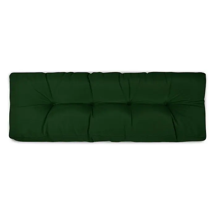 Beautissu Sitzauflage Eco Style - Europalette, 1 Stk., L x B x H: 120 x 40 x 10 cm, Polyester, Dunkelgrün - Dunkelgrünes getuftetes Kissen mit gesteppten Abschnitten.