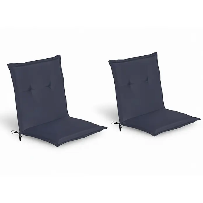 Beautissu Sitzauflage Loft Nl - Niederlehner, 2 Stk., L x B x H: 100 x 50 x 6 cm, Polyester, Dunkelblau - Zwei dunkelblaue, gesteppte Stuhlkissen mit Bändern zur Befestigung.