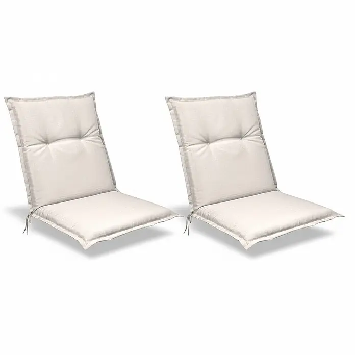 Beautissu Sitzauflage Base NL - Niederlehner, 2 Stk., Polyester, Natur - Zwei beige getuftete Outdoor-Sitzkissen mit Bändern.