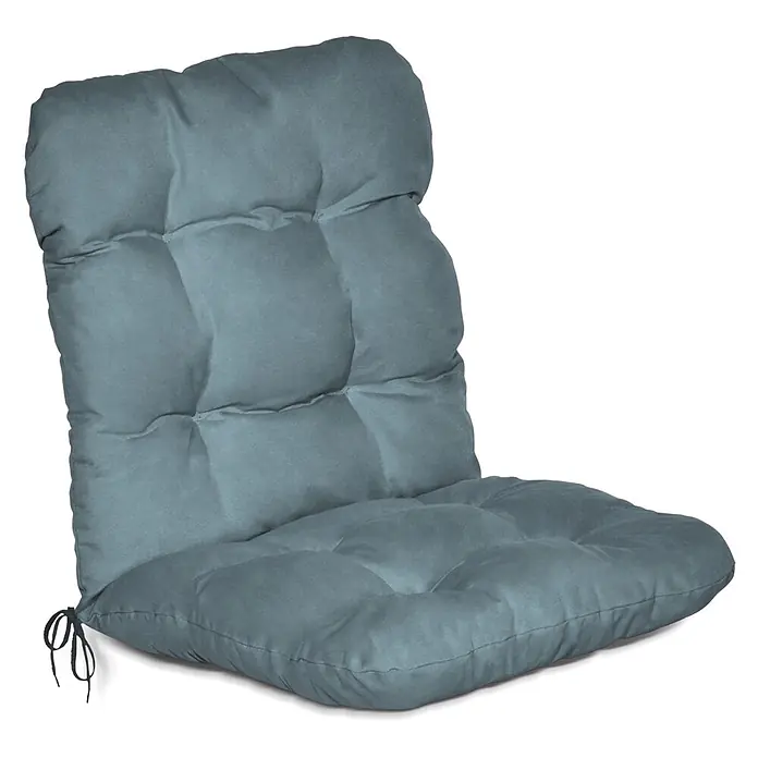 Beautissu Sitzauflage Flair NL - Niederlehner, 1 Stk., Polyester, Taubenblau - Türkises getuftetes Stuhlkissen mit hoher Rückenlehne und Bändern.