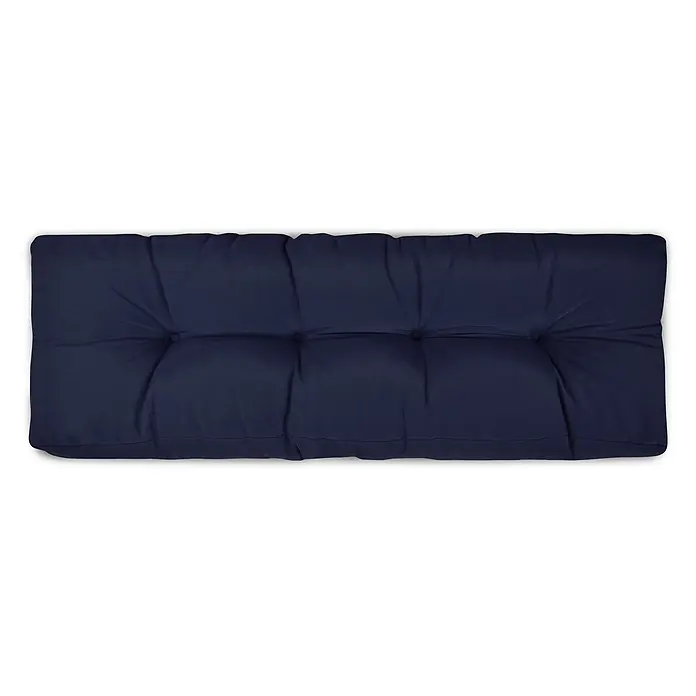 Beautissu Sitzauflage Eco Style - Europalette, 1 Stk., Polyester, Dunkelblau - Dunkelblaues getuftetes Kissen mit vier horizontalen Steppungen, die ein geripptes Design erzeugen.