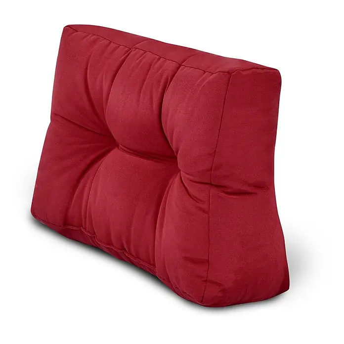 Beautissu Sitzauflage Eco Style - Europalette, 2 Stk., Polyester, Rot - Rotes, gestepptes Rückenkissen aus Stoff mit Knopf-Vertiefungen.