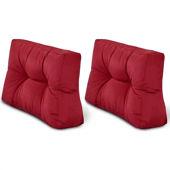 Beautissu Sitzauflage Eco Style - Europalette, 2 Stk., Polyester, Rot - Zwei rote, getuftete Outdoor-Rückenkissen, für Komfort und Unterstützung.