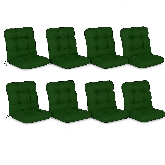 Beautissu Sitzauflage Flair NL - Niederlehner, 8 Stk., L x B x H: 100 x 50 x 8 cm, Polyester, Dunkelgrün - Acht dunkelgrüne, gesteppte Stuhlkissen mit Bändern.