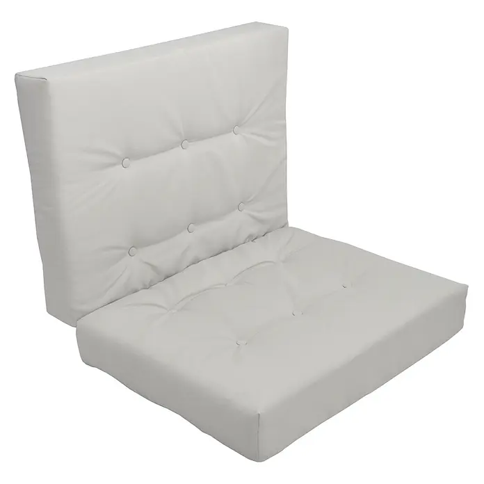 Beautissu Sitzauflage ECO Elements - Europalette, 1 Stk., L x B x H: 120 x 80 x 15 cm, Polyester, Hellgrau - Hellgraues getuftetes Sitz- und Rückenkissen-Set für den Innen- und Außenbereich.