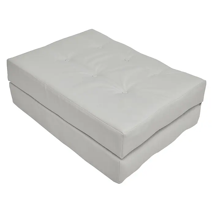 Beautissu Sitzauflage ECO Elements - Europalette, 1 Stk., L x B x H: 120 x 80 x 15 cm, Polyester, Hellgrau - Hellgraue, getuftete Futonmatratze, zur Hälfte gefaltet, als Sitzgelegenheit oder Hocker nutzbar.