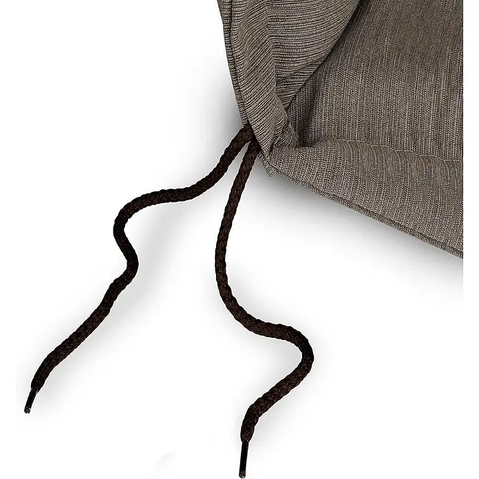 Beautissu Sitzauflage HighLux NL - Niederlehner, 6 Stk., L x B x H: 105 x 50 x 7 cm, Polyester, Taupe - Brauner, strukturierter Stoffbezug mit zwei dunkelbraunen Zugbändern.