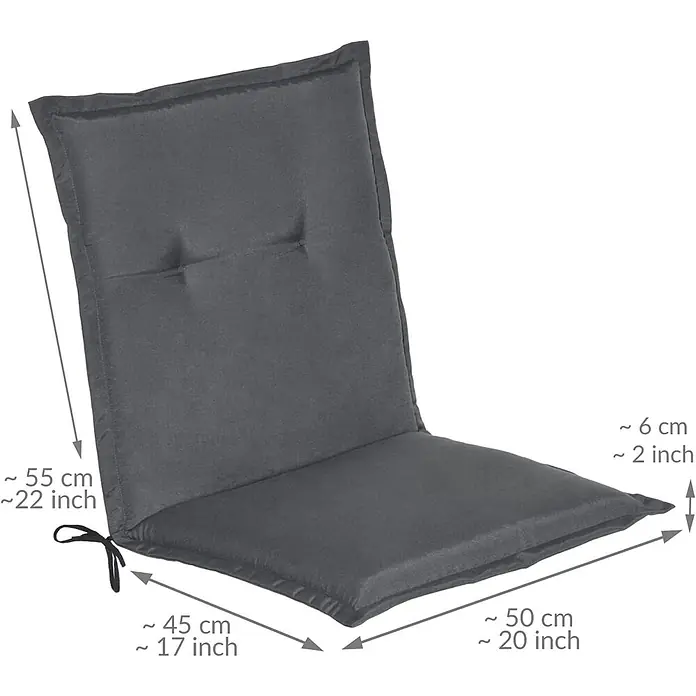 Beautissu Sitzauflage Loft Nl - Niederlehner, 8 Stk., L x B x H: 100 x 50 x 6 cm, Polyester, Graphitgrau - Dunkelgraues Stuhlkissen mit Rückenlehne. Maße: Rücken 55 cm, Sitz 50x45 cm, Dicke 6 cm.