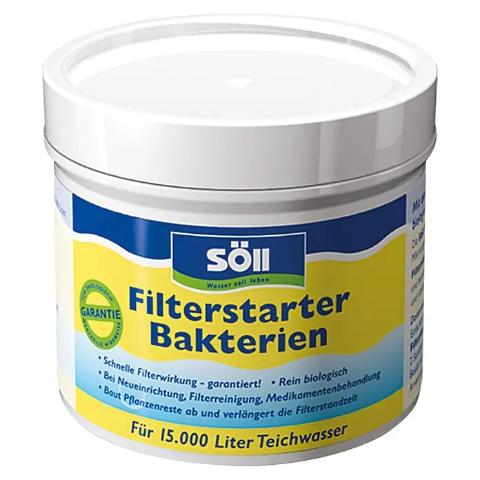 Söll Filterstarter-Bakterien - 100 g - Produktbild von Söll Filterstarter Bakterien für 15.000 Liter Teichwasser, zur schnellen Filterwirkung und biologischen Reinigung.