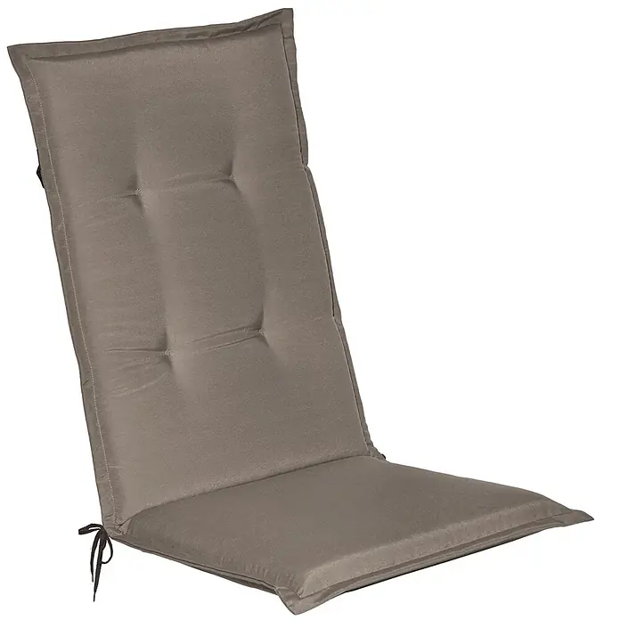 Beautissu Sitzauflage Loft HL - Hochlehner, 1 Stk., Polyester, Taupe - Grau-braunes getuftetes Stuhlkissen mit Rücken- und Sitzteil, inklusive Befestigungsbändern.