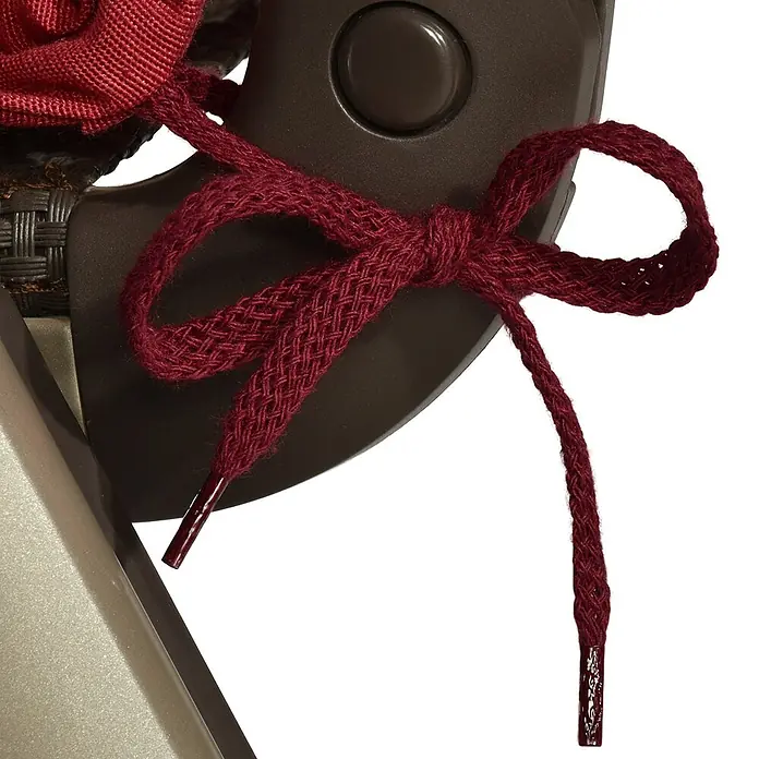 Beautissu Sitzauflage Flair HL - Hochlehner, 2 Stk., Polyester, Rot - Dunkelrotes, geflochtenes Bindeband, mit passenden Endkappen zu einer Schleife gebunden, sichert ein Stoffelement.