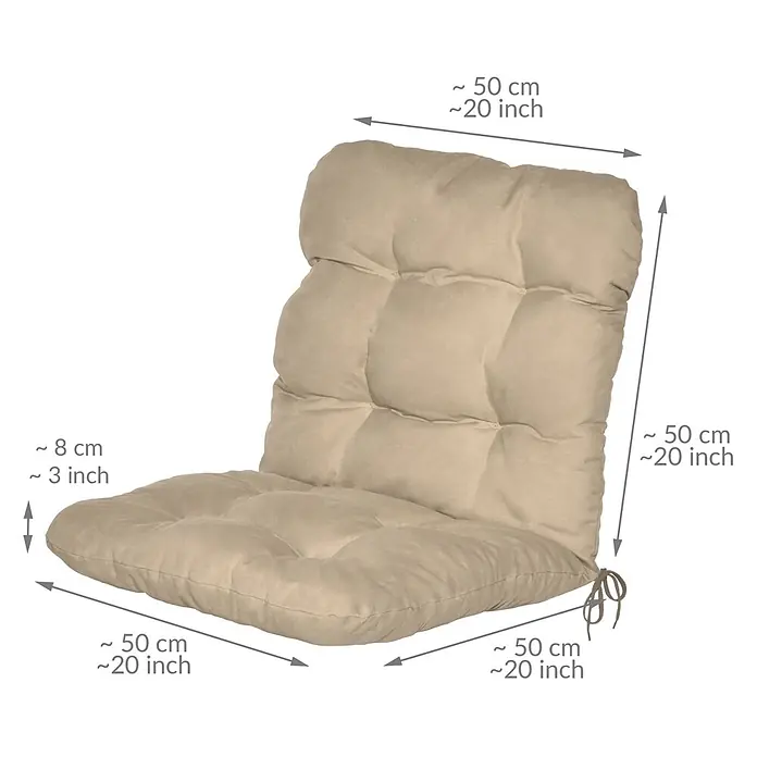Beautissu Sitzauflage Flair NL - Niederlehner, 4 Stk., Polyester, Natur - Beiges, getuftetes Stuhlkissen mit integrierter Rückenlehne und Sitzfläche, mit Bindebändern.