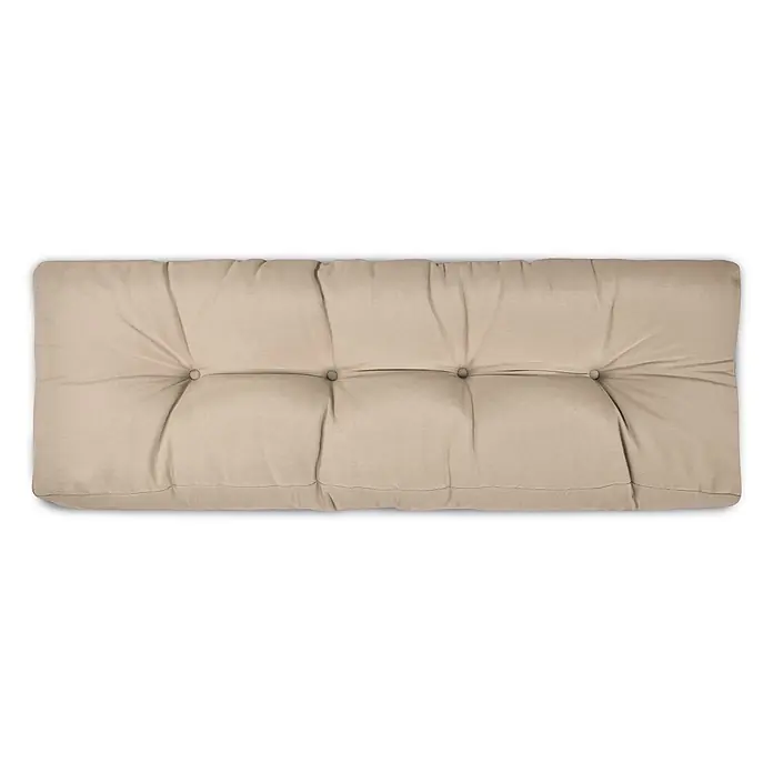 Beautissu Sitzauflage Eco Style - Europalette, 1 Stk., Polyester, Beige - Helles beiges getuftetes Kissen mit Knopfdetails.